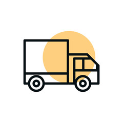 truck delivery transport shopping line style dot color