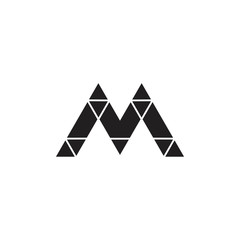 linked letter m triangle colorful mosaic logo vector