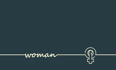 Female sign icon in woman word. Silhouette of woman head. Thin line style