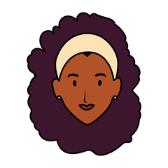 head of woman smiling on white background