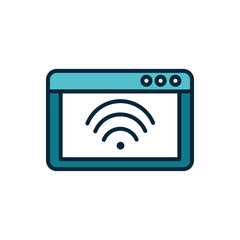 tablet computer wifi internet of things line and fill icon
