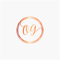 initial letter OG handwritten with circle element template. Creative fashion logo design, couple initial name , beauty icon. Logo with hand drawn style for wedding concept - vector