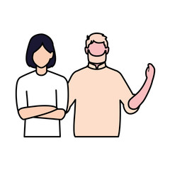 men faceless with different poses on white background