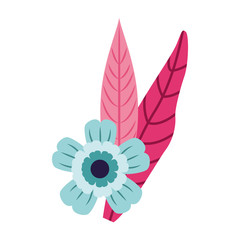 blue flower and pink leaves icon