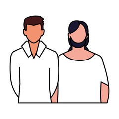 men faceless with different poses on white background