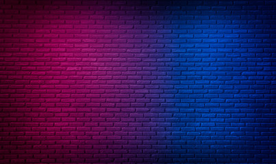 Lighting Effect red and blue on brick wall for background party happy new year happiness concept ,...