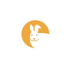 Rabbit silhouette logo, flat design. Vector Illustration