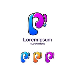colorful letter p logo design premium