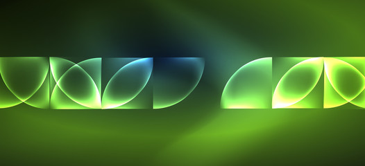 Colorful blue neon shape round triangle in modern style on light background. Dark space, futuristic technology template. Glowing blue neon effect.