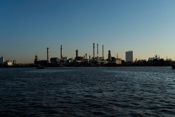 Fototapeta premium Industrial Estate on Chao Phraya River, Morning time