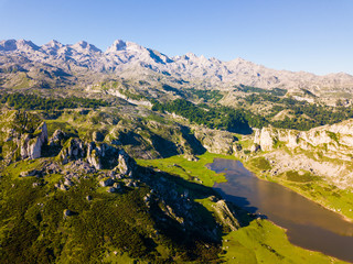 Fototapeta na wymiar Lakes of Covadonga at Picos de Europa range