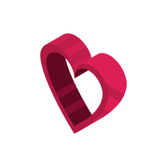 happy valentines day heart love contour isometric icon