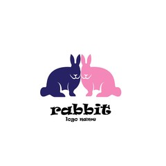Rabbit silhouette logo, flat design. Vector Illustration