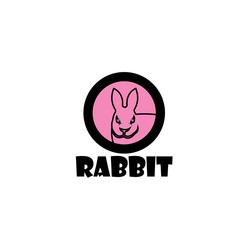 Rabbit silhouette logo, flat design. Vector Illustration