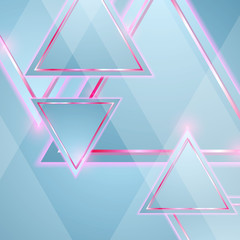 Naklejka premium Blue and pink triangles abstract geometric graphic design. Shiny technology vector background