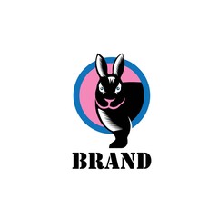 Rabbit silhouette logo, flat design. Vector Illustration