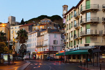 Fototapeta na wymiar View on colorful streets of Cannes in France