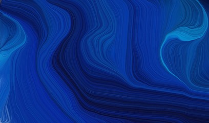 smooth swirl waves background illustration with midnight blue, very dark blue and strong blue color