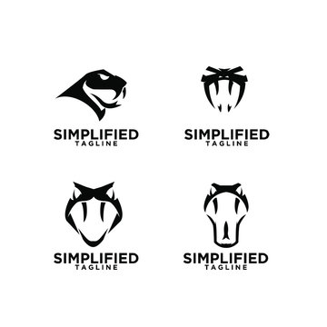set of viper snake head logo icon design