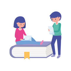 young woman with laptop and with tablet book learning online