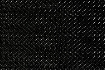 Black leather background with imitation weave texture. Glossy dermantine, artificial leather structure. Fake woven leather wicker textured surface.
