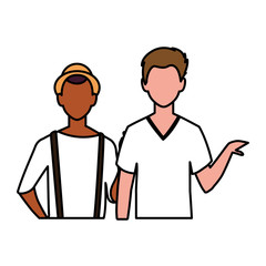 men faceless with different poses on white background