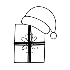 Merry christmas gift and santas hat vector design