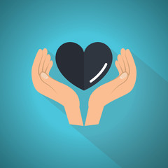 Favorites icon with hand flat design