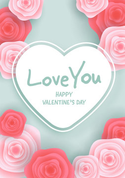 Valentine's day greeting card with roses .