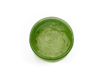 Aloe vera juice on green bowl isolated white background - image
