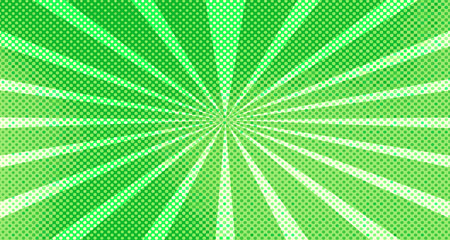 Vintage colorful comic book background. Green blank bubbles of different shapes. Rays, radial, halftone, dotted effects. For sale banner for your designe 1960s. Copy space vector eps10.