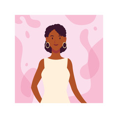 young woman on pink background