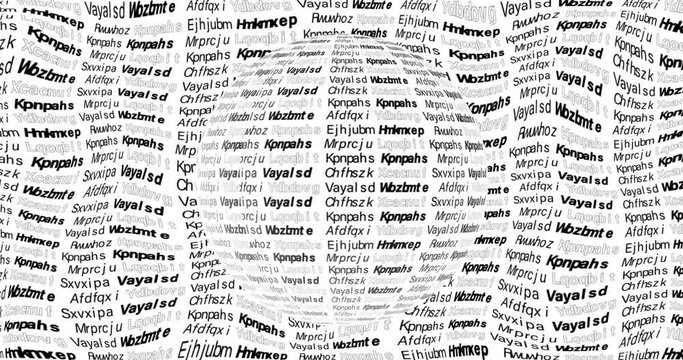 Random words creative typography animation. 4k motion graphics background.
