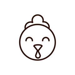 cute face chicken animal cartoon icon thick line