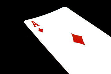 Red Ace of Diamonds on black background