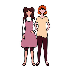 women faceless standing with different poses