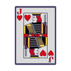 jack of hearts card icon, flat design
