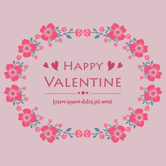 Fototapeta na wymiar Beautiful card happy valentine with plant wallpaper of leaf flower frame. Vector