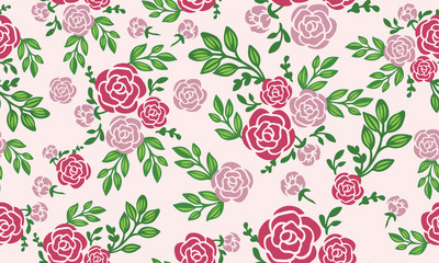 Seamless floral pattern with rose flower background.