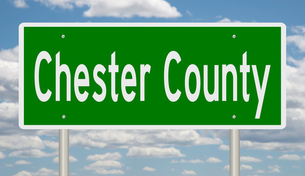 Rendering Of A Green 3d Highway Sign For Chester County