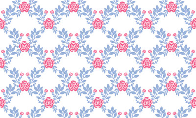 Bright rose flower, seamless floral pattern background.