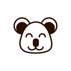cute face koala animal cartoon icon thick line