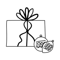 Merry christmas spheres and gift vector design