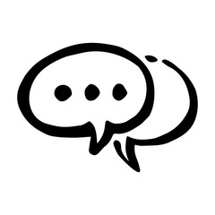 hand drawn of speech bubbles doodle icon.