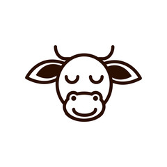 cute face cow animal cartoon icon thick line