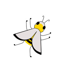 Cute doodle bee. Vector hand drawn illustration . isolated on white background