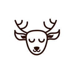 cute face deer animal cartoon icon thick line