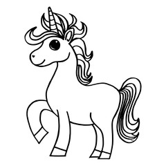 doodle style illustration hand drawn of unicorn isolated on white background