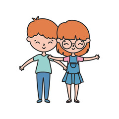 Girl and boy cartoon vector design