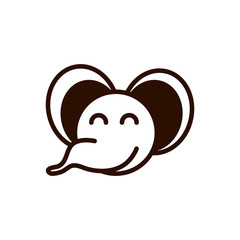 cute face elephant animal cartoon icon thick line